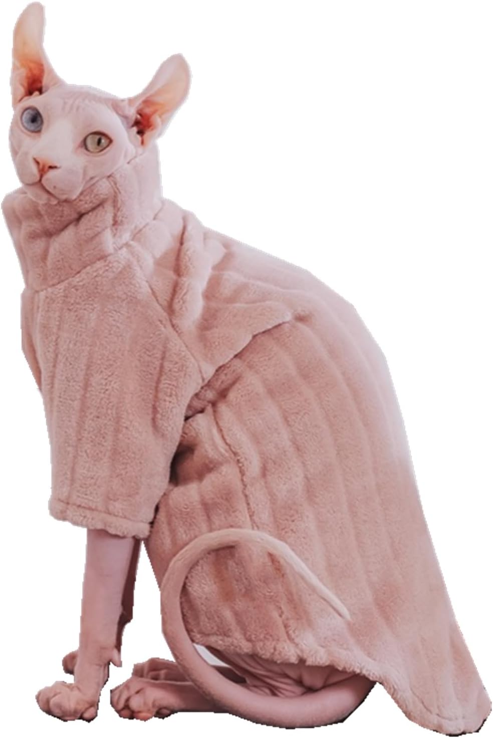 Blue Coral Fleece Sweater for Sphynx Cat Clothes Coat for Hairless - Pink / XXL (13.3-16 lbs)