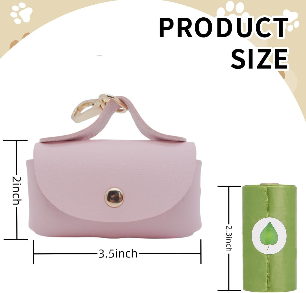 Leather Poop Bag Holder Dispenser for Leash - Pink - image 4