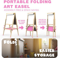 Joyooss Art Easel for Kids Easel for Toddler with Paper roll – Fun for Kids & Family - Foldable Pink - image 2