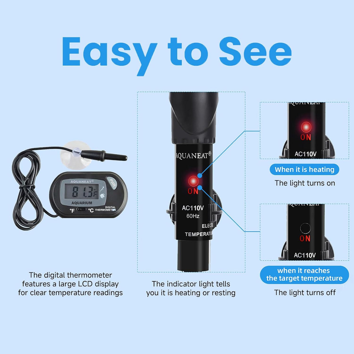 AQUANEAT Aquarium Heater, 100W Fish Tank Heater - 100W - image 4