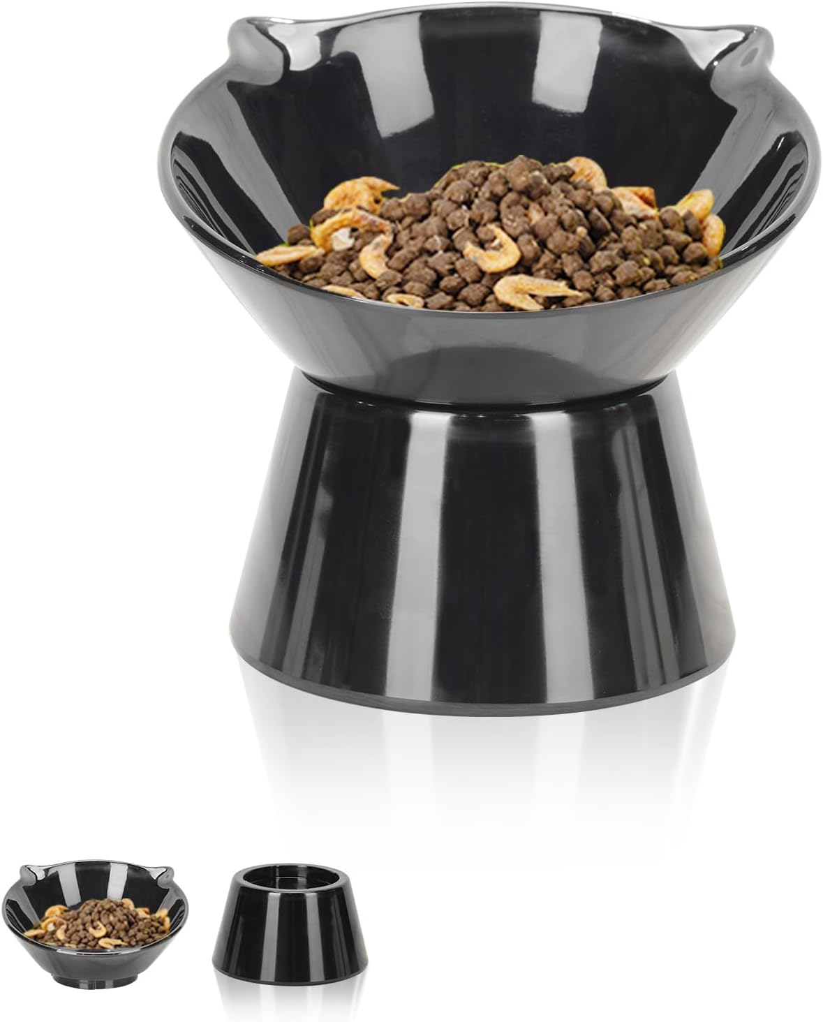 Detachable Elevated Cat Bowls - Black