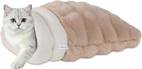 4 in 1 Self Warming Burrow Cat Bed Hideway Sleeping Cuddle Cave – Essentials for Cats - Style- Camel