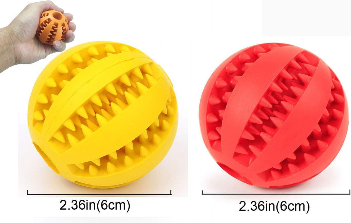 Sunglow 2 Pack Dog Toy Ball – Essentials for Dogs - Red/Yellow / 2.36 in - image 2