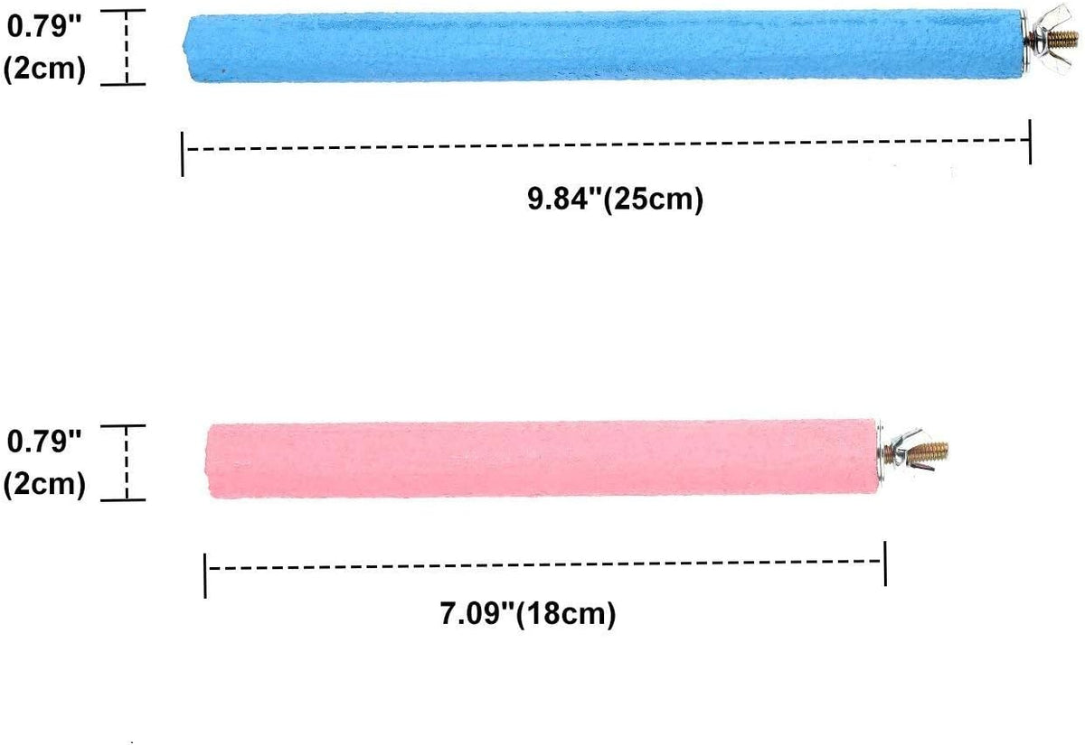 Bird Cage Perch Parrot Sand-Surface Stand 2Pack Grinding Wood Stick - 2P-Large - image 2