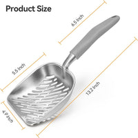Cat Litter Scoop, Kitty Metal Scooper with Long Handle – Daily Care for Cats - Large / Gray - image 2