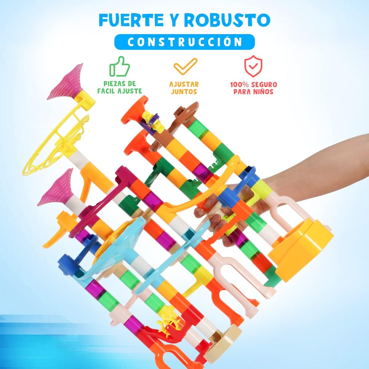 Ifollower Marble Run Kit, 110pcs Marble Maze Game Construction Building Toys for Kids, Marble Track - 166pcs - image 4