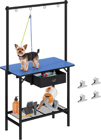 Dog Grooming Table with Drawers and Mesh Tray - Blue / Medium,1‑Drawer