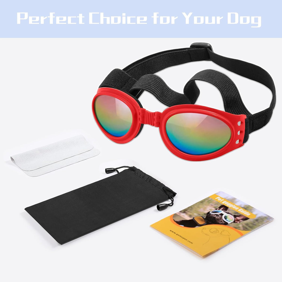 QUMY Dog Sunglasses Dog Goggles for Medium Large Breed Dogs Eye - Red - image 2