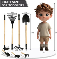 7PCS Kids Gardening Tools, Long Shovel, Rake for Leaves, Spade - Black - image 4