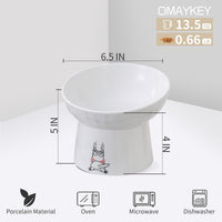 6.5 Inch Extra Wide Ceramic Raised Cat Bowl Set - White & Green - image 3
