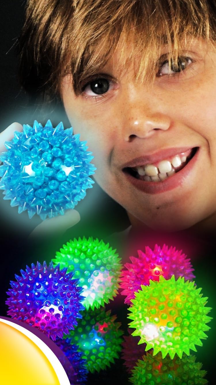 JA-RU Light Up Rubber Spike Balls Fidget Toy 695-4p – Fun for Kids & Family - Spike Balls / 12 Pack of Spike Balls - image 4