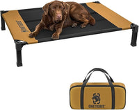 ONETIGRIS Elevated Dog Cot, Raised Bed for Medium Large Dogs Indoor Outdoor Cooling Elevated Dog Beds with Breathable Teslin Mesh and No-Slip Feet (Brown, Large)