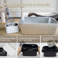 Heavy-Duty Metal Cat Litter Scoop with Holder, Aluminum Cats Litter Scooper Captures All Clumps, Kitty Metal Scooper and Holder (White)