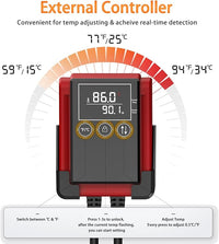 AQQA Aquarium Heater 100W for 8-20 Gal Fish Tank Heater PTC Betta Fish Heater Submersible Turtle Tank Heater with External Digital Controller (100W for 8-20Gal)
