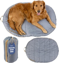 Travel Dog Bed, Foldable & Packable with Carry Bag, Black - Foggy Trail / Medium