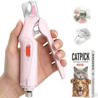 2-in-1 Cat & Dog Nail Clippers with Grinder and Dual LED Lights – Essentials for Dogs - Pink