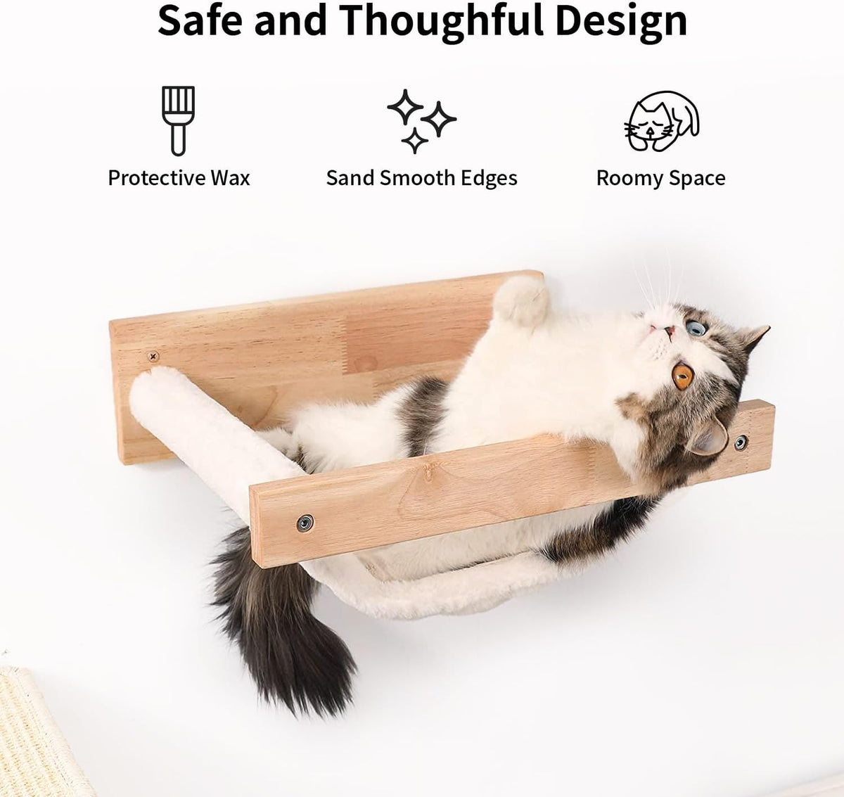 FUKUMARU Wall Mounted Cat Hammock – Essentials for Cats - M-White Flannel - image 2