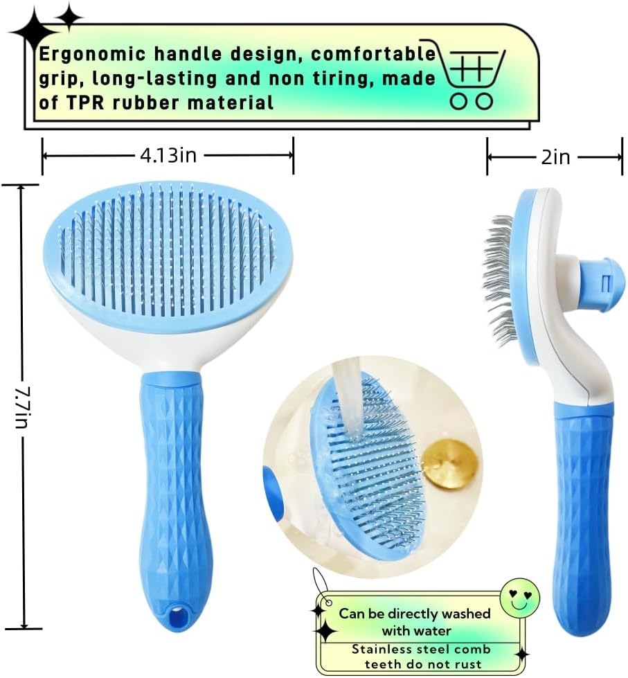 Cat Brush Self Cleaning, Cat and Dog Universal - image 2