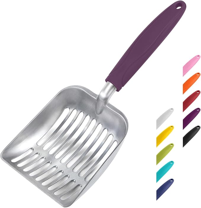 WePet Cat Litter Scoop, Aluminum Alloy Sifter, Kitty Metal Scooper, Deep Shovel, Long Handle, Poop Sifting, Kitten Pooper Lifter, Durable, Heavy Duty, for Litter Box