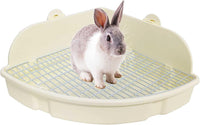 Large Rabbit Litter Box Bunny Corner Toilet Box Potty Trainer Bigger - White