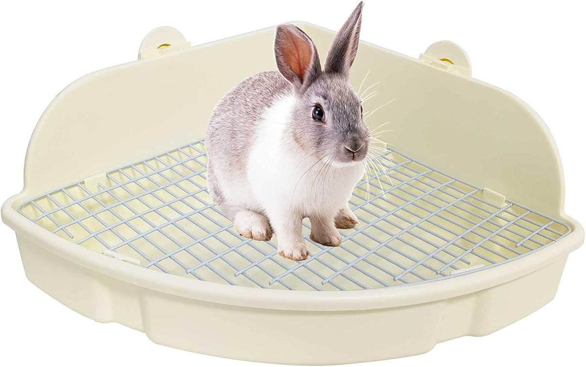 Large Rabbit Litter Box Bunny Corner Toilet Box Potty Trainer Bigger - White