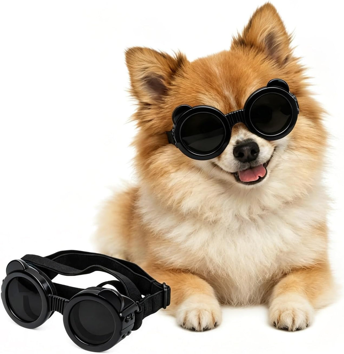 Enjoying Clear Dog Goggles Medium to Large Breed - Panda Black / X-Small Breeds