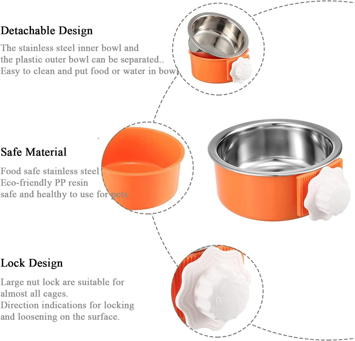 Stainless Steel Removable Pet Food Bowl - (Round) Dark Blue/Orange / 2 - image 3