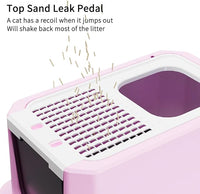 RIZZARI Stainless Steel Cat Litter Box, Semi-Enclosed with Raised Edges, Anti-Leakage & Odorless, Large for Small to Large Cats (Deep Pink, 23.8" L*15.9" W*18" H)