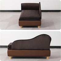 Pet Bed Sofa, Puppy Bed with Storage, Small Dog Couch with Removable & Washable Cushion, Comfy Pet Couch Bed for Cats & Puppy (Brown)