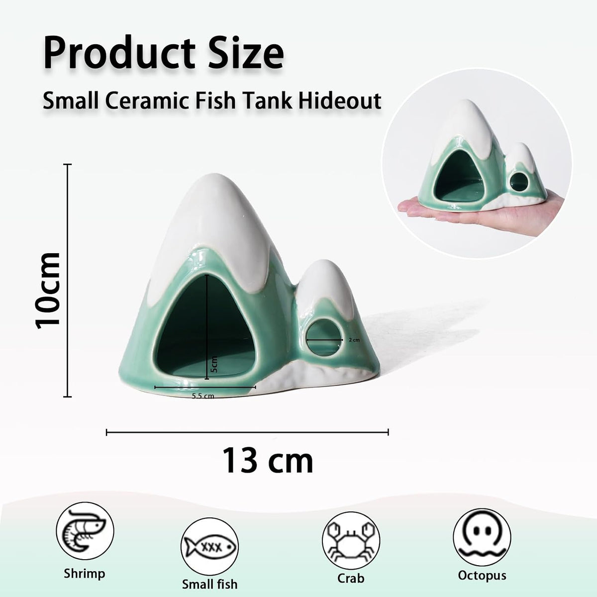 Pink Aquarium Decor Ceramic Cute Strawberry Betta Fish Tank Cave – Essentials for Fish - Mountain-green / Mountain - image 3
