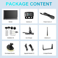 Fookoo 1080P 10" Wireless Backup Camera System, 10" Dual/Quad Split Monitor with Recording, IP69 Waterproof Rear/Front View Cameras, Parking Lines for RV/Truck/Trailer/Van(DW102)