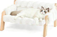 Elevated Cat Couch Bed for Indoor Cats - White