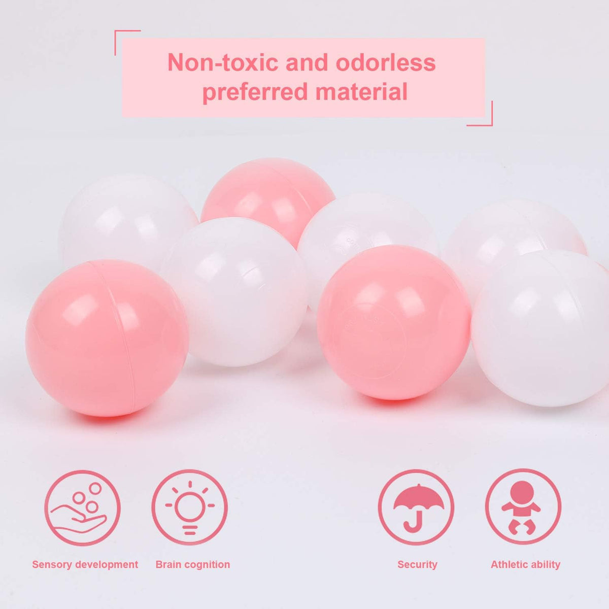 TRENDBOX Ball Pit Balls Plastic Balls for Ball Pit Pool Playpen - Pink & White / 100 pcs (Pack of 2) - image 2