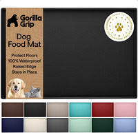 GORILLA GRIP Dog Food Mat, 100% Waterproof Silicone, 16x10 Beige – Essentials for Dogs - Black / 23"l X 15"w