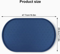 Dog Food Mat Spill-Proof Silicone Dog Bowl Mat Raised Edge Pet - Navy Blue / 19"L x 12"W - image 2