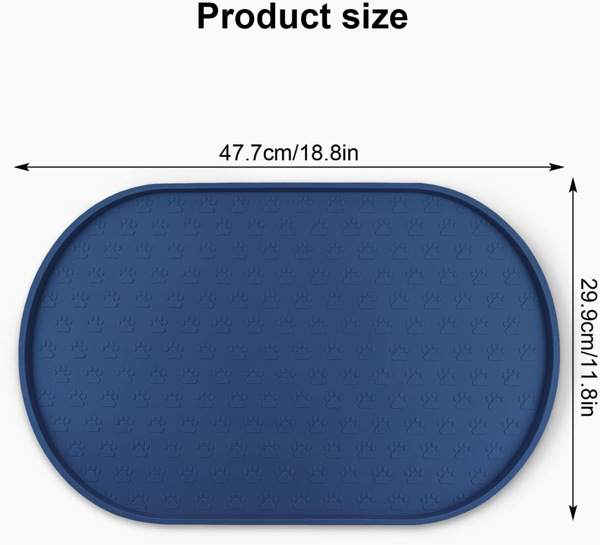 Dog Food Mat Spill-Proof Silicone Dog Bowl Mat Raised Edge Pet - Navy Blue / 19"L x 12"W - image 2