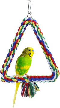 Bird Triangle Rope Swing Colorful Perch Chewing Toy for Parrots - S