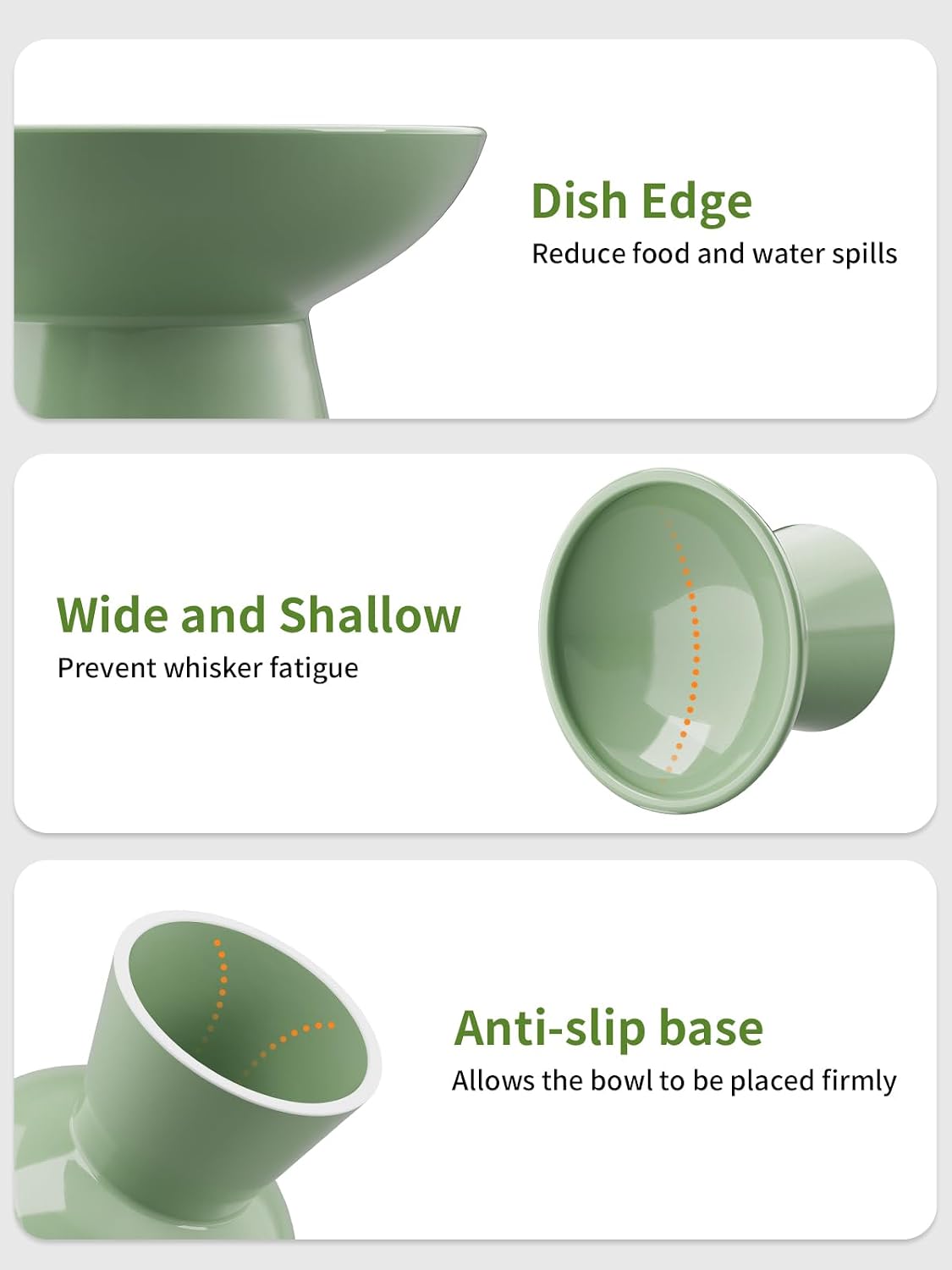 Elevated Cat Food and Water Bowls Set - Single (Water Bowl) / Sage Green - image 4