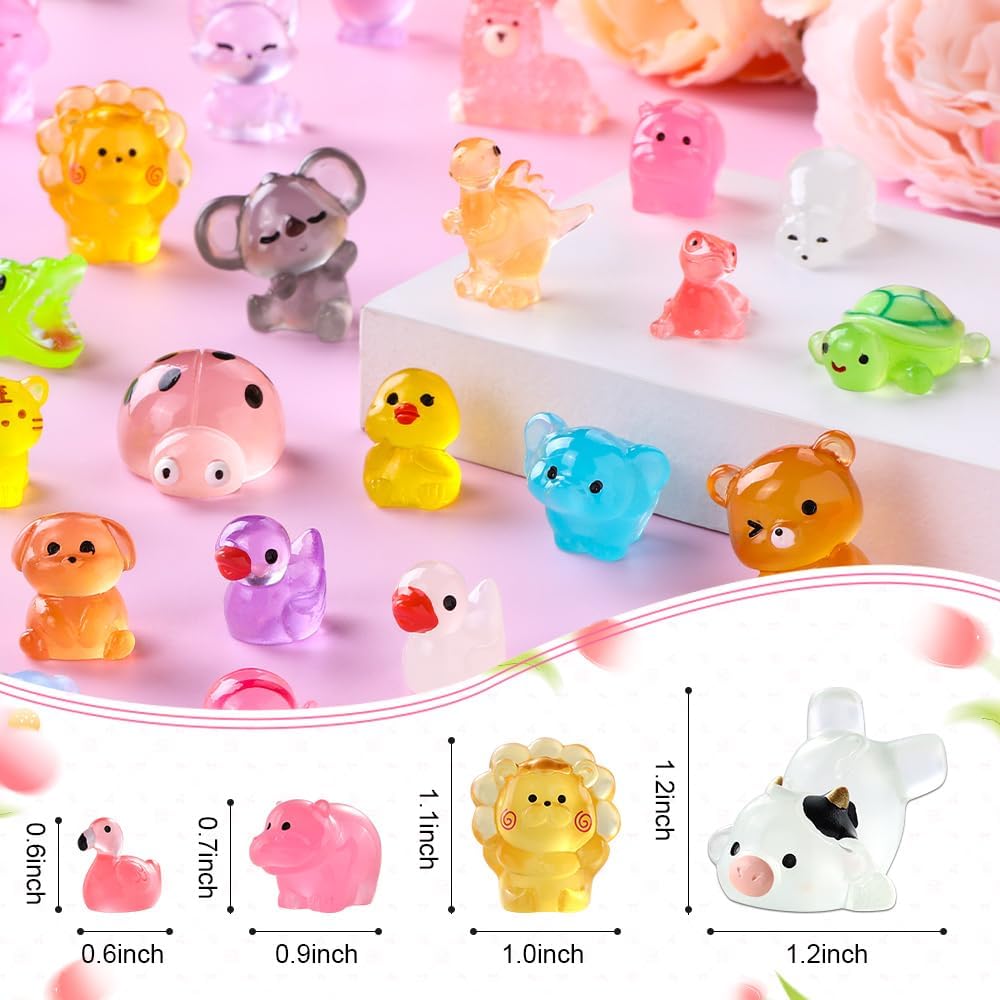 DIYDEC 60PCS Luminous Mini Resin Animals 60 Styles Miniatures Glow - 60PCS Luminous Mini Resin Animals - image 2