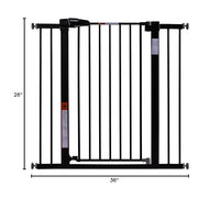 BABELIO 36" Tall Baby Gate, 26-40" Wide Auto Close Pet Gate, Pressure Mounted Metal Dog Gate, Easy-Install No Drilling, No Tools Required, with Wall Protectors and Extension Kits, Black