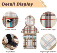 Dog Raincoat Hooded Slicker Poncho with Leash Hole - S:10-15lbs / Plaid beige - image 3