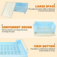 Large Rabbit Litter Box, Bunny Litter Box with Drawer - Blue - image 4