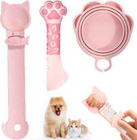 PETPAWLOVELY-3PCS Cat Treat Spoon Squeeze - Pink - 2 Spoons, 1 Lid, 1 Opener