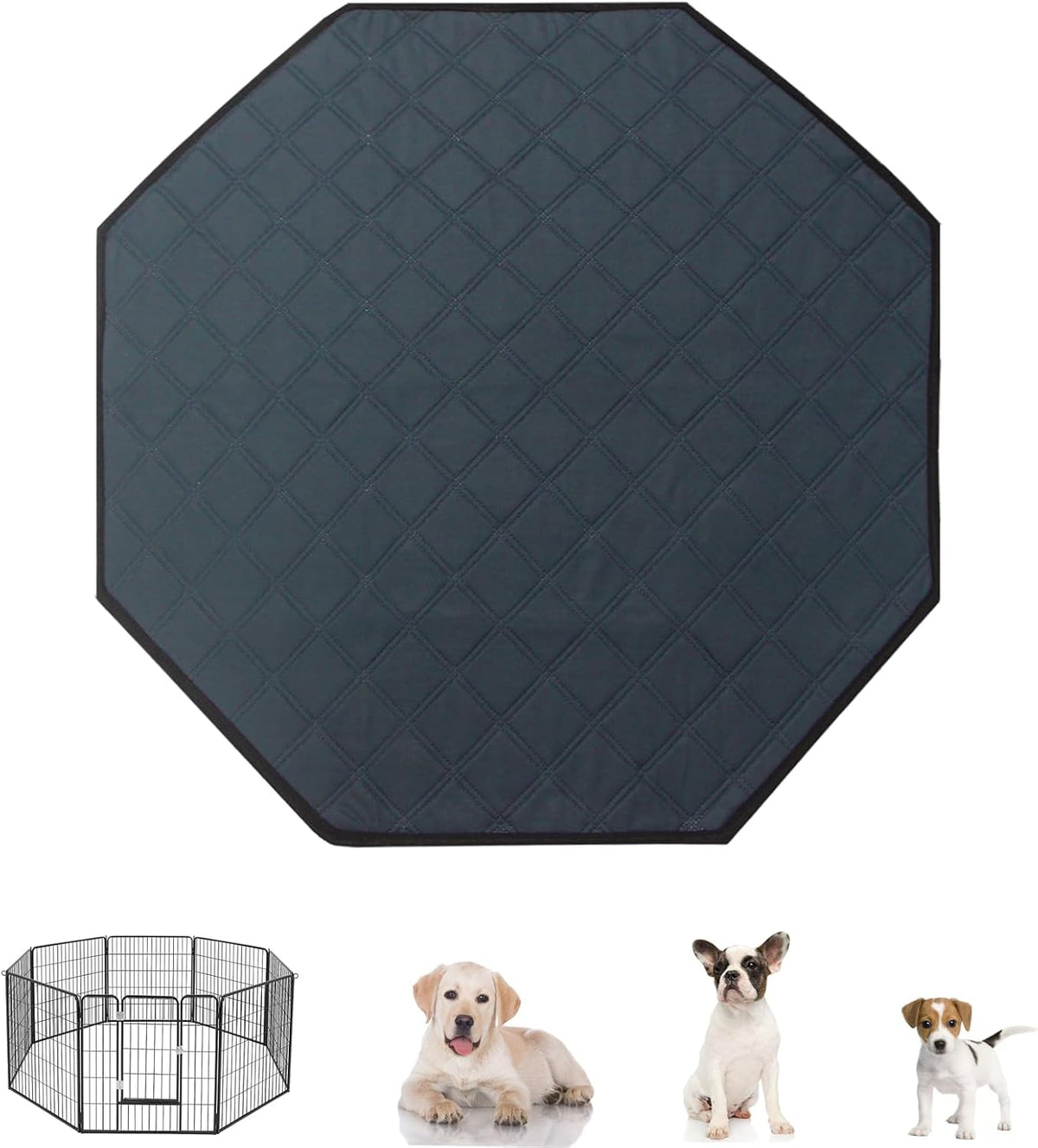 Octagon Dog Playpen Mat Washable Leakproof Pet Liner, 29' - Dark Grey-xxl / Octagon-XXL-28'*70'(Wide*Diameter)
