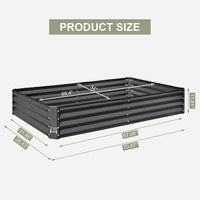 Domi Galvanized Raised Garden Bed, 6x3x1Ft Thickening Metal Planter Box for Vegetables Bottomless for Backyard Outdoor, 1" Deep w/ 128 Gallon Capacity - Dark Gray