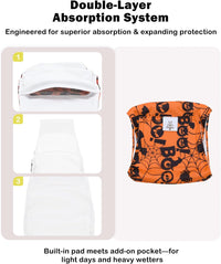 CuteBone Dog Belly Bands for Male Dogs Wraps Washable Doggie Diapers - Trick-or-Treat Trio / M(14"-17") - image 3