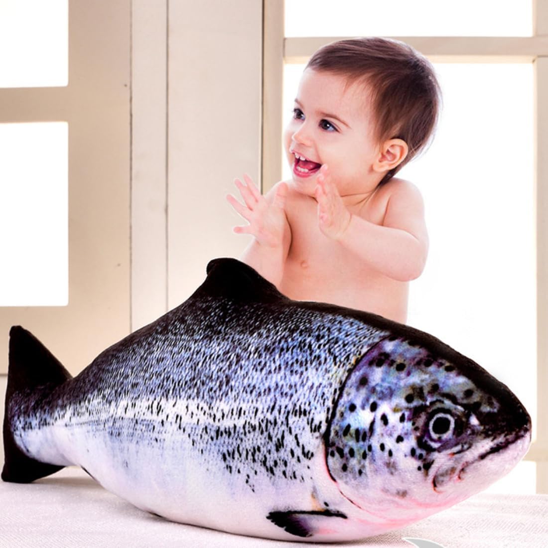 OPHRBU 24 inch fish plush pillow shaped like a realistic carp with soft short plush fabric - view 14