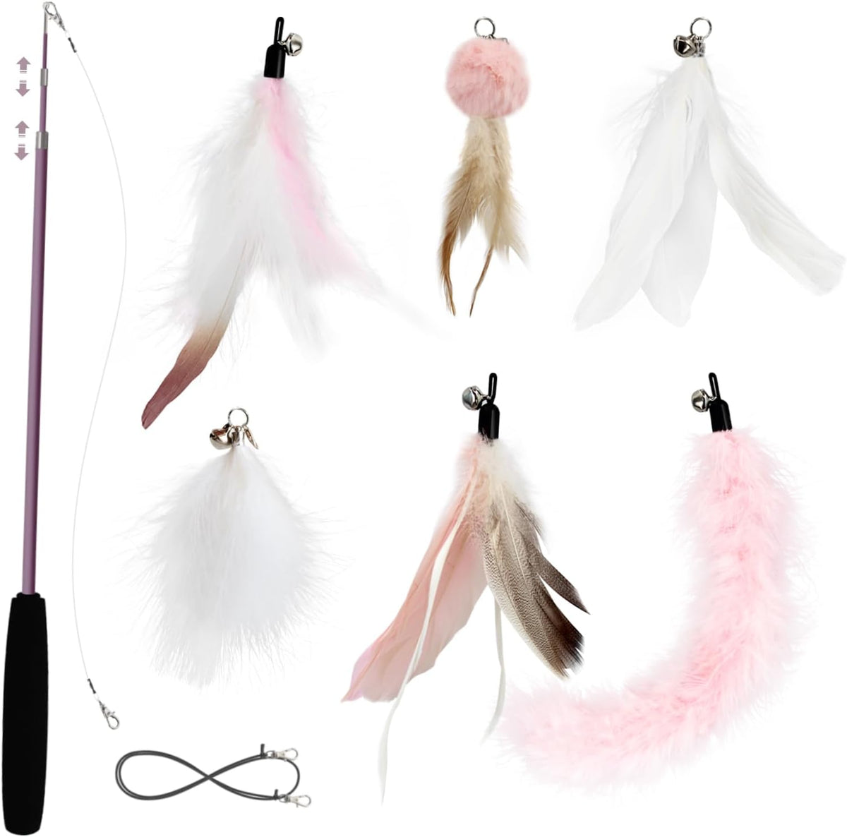 SONGWAY Interactive Cat Feather Toy Set - Light Pink