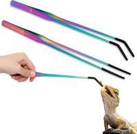 Lasnten 2 Pcs Reptile Feeding Tongs, Long - Colorful / 10 Inch, 10.5 Inch
