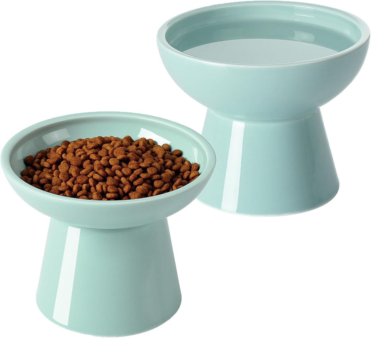 Elevated Cat Food and Water Bowls Set - 2 Pack (Food & Water Bowls) / Blue